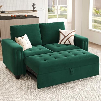 Pull Out Sofa Bed Module Part for Modular Sectional Sleeper Sofa Armless Loveseat with Pull Out Bed for Sectional Couch Green