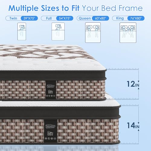 Full Mattress 14 Inch, Hybrid Mattress, Motion Isolation, 100 Night Trial, view 3