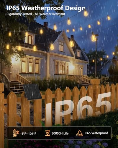 100FT Solar String Lights Outdoor Waterproof with Remote, view 4