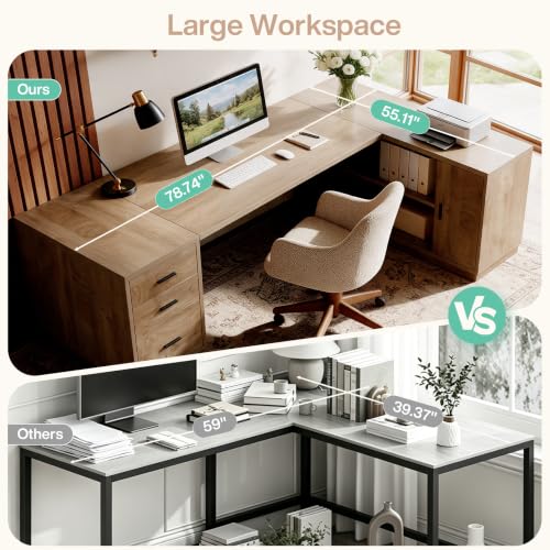 78.7'' L-Shaped Executive Desk, Extra Large Wooden Office Corner Desk, view 6