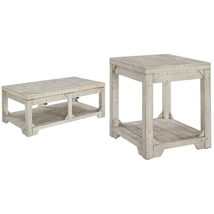 Whitewash farmhouse lift top coffee table and end table set