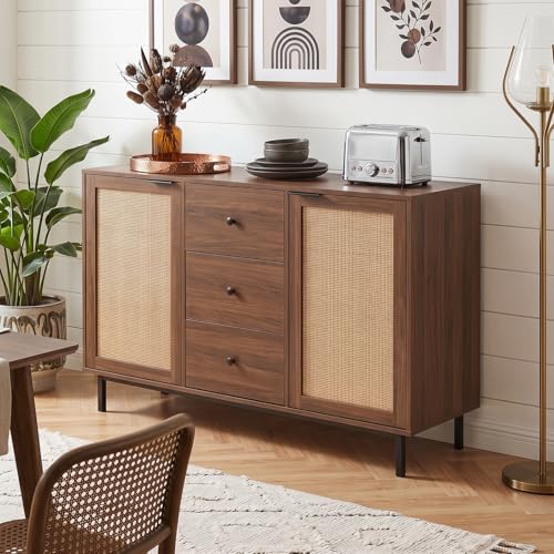 47.5" Sideboard Buffet Cabinet with Storage, Wooden Credenza, Brown, view 4