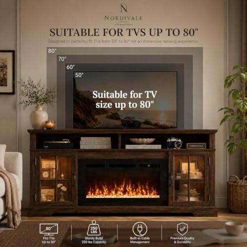 70" Farmhouse Fireplace TV Stand for TVs up to 80", view 6