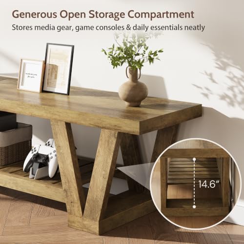 63" TV Stand for TVs up to 65 Inch, Farmhouse Entertainment Center with Storage, view 5