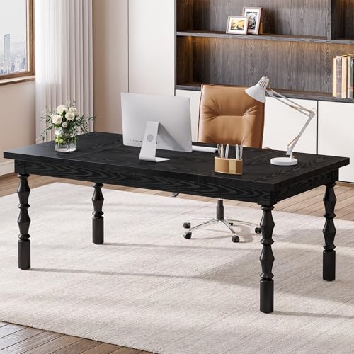 Tribesigns Large Black Executive Office Desk, 62.2" Farmhouse Computer Desk, view 2