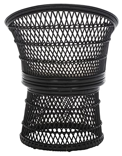 Home Collection – Iola Black & White Rattan Swivel Accent Chair, Fully Assembled Coastal Tub Chair with Cushion (SEA7043B)