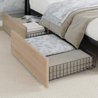 King Size Bed Frame with 4 Storage Drawers and Charged Headboard, view 5