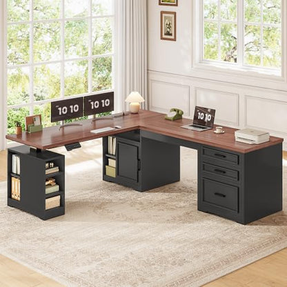 Farmhouse L Shaped Electric Standing Desk, view 4