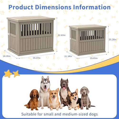 Dog House Resin Dog Crate Furniture, Light Brown, Medium, view 6