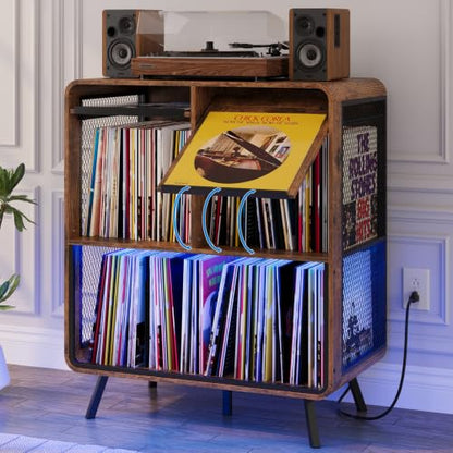 Record Player Stand with Vinyl Record Storage - Record Player Cabinet Table, view 2