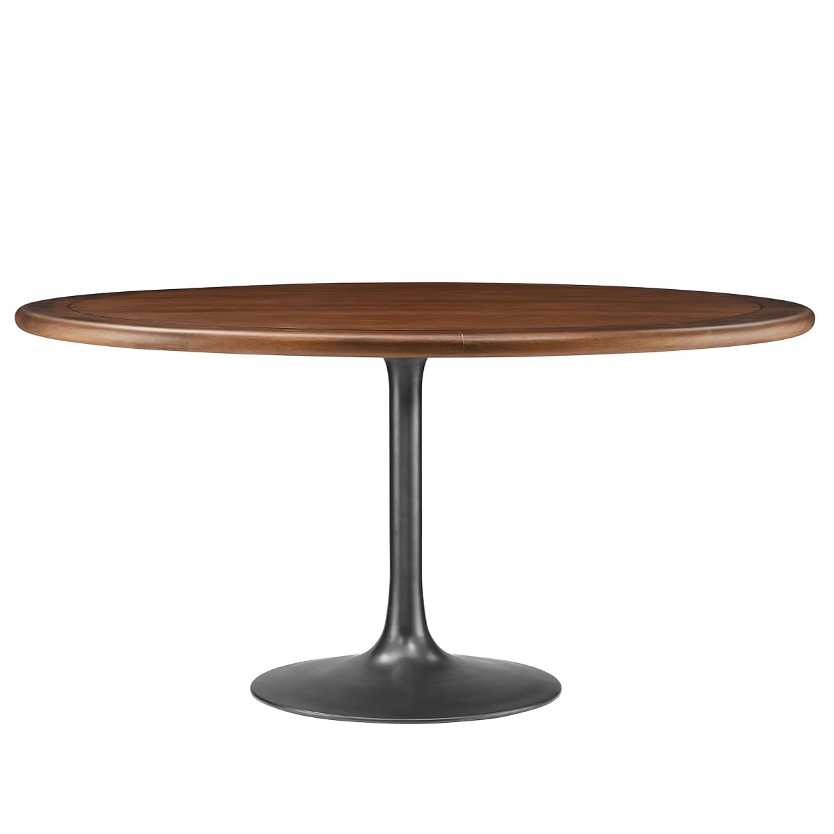 Lippa Pedestal 60Inch Round Dining Table Solid Wood Black Walnut Finish Modern Kitchen Room Entertaining Home Furniture Quality Stylish Elegant Durable Refined