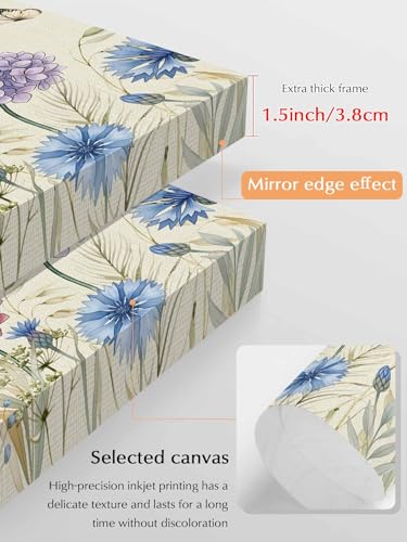 NuYeBiofx Spring Watercolor Garden Flower Canvas Wall Art Prints,40"x28" Framed Picture Artwork Hydrangea Floral on Burlap Printed Canvas Oil Painting for Living Room Bedroom Office,Ready to Hang