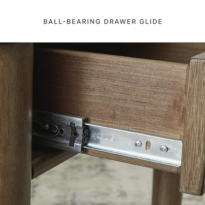 Signature Design by Ashley Roanhowe Contemporary 1-Drawer End Table with Open Lower Shelf, Light Brown