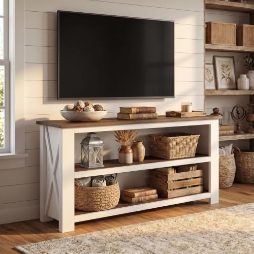 63" TV Stand for 55/65/75" TVs, Farmhouse Entertainment Center, view 4