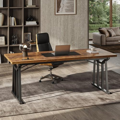 71'' Large Office Desk with Power Outlets, 25mm Thicker Desktop, view 3