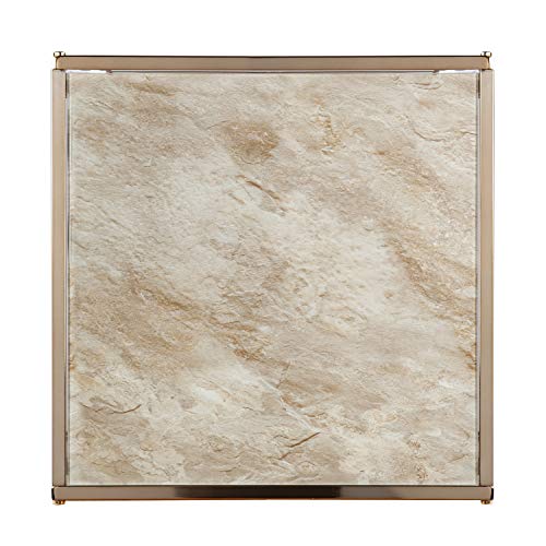 Simondley Faux Marble End Table - Transitional Design, Champagne Metal and Glass - Ideal for Living Room, Bedroom (CK1125002)