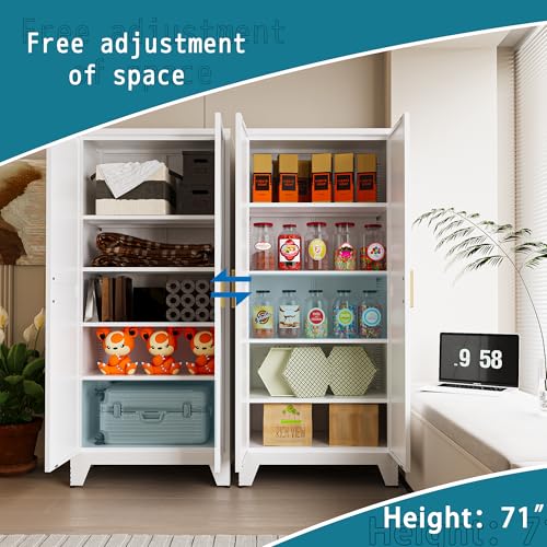 71'' Farmhouse Metal Storage Cabinet with Barn Doors, view 6