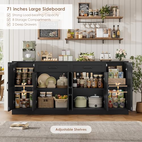 71” Large Buffet Cabinet with Storage, view 5