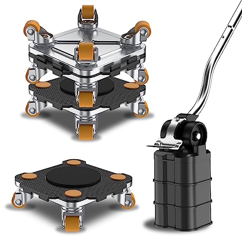 Furniture Mover with Wheels, 360° Rotation Wheels Furniture Dolly for Moving Heavy Furniture, Appliances, 880 LB Max Load Capacity with Auxiliary Lifter - Black Connect Dolly Pro