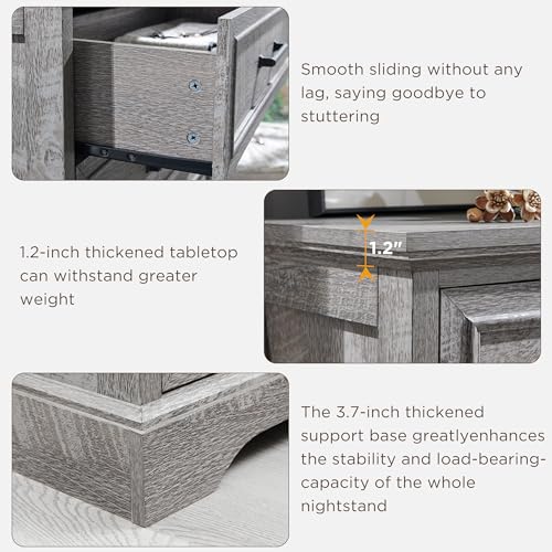Farmhouse 8 Drawers Dresser Chests for Bedroom, Gray, view 7