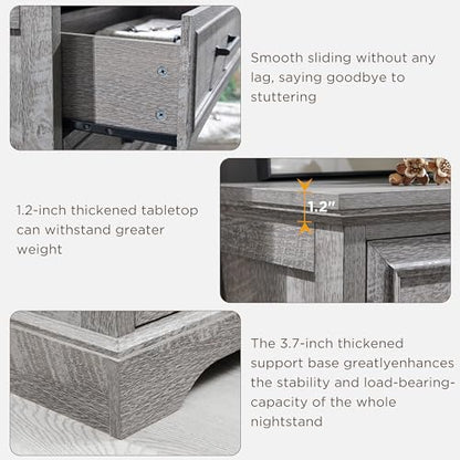 Farmhouse 8 Drawers Dresser Chests for Bedroom, Gray, view 7