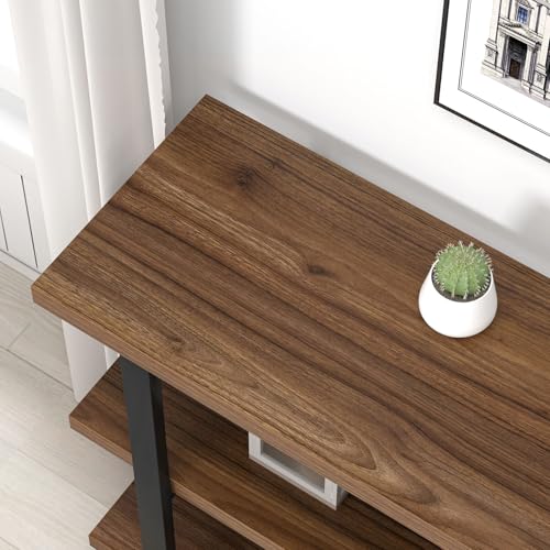 Console Tables for Entryway, Modern Wood and Metal Sofa Table with Storage Shelves for Living Room, Hallway, Entrance, or Behind Couch, Rustic Walnut, 47 Inch