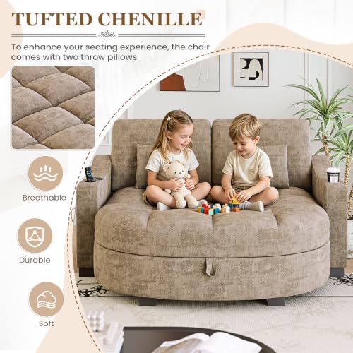 60” Loveseat Chaise Lounge Chair with Ottoman, view 8
