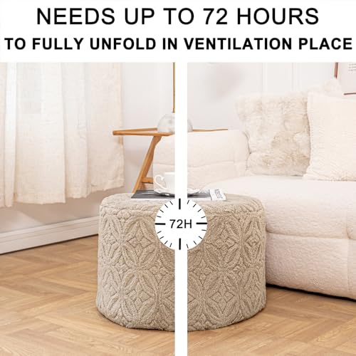 Plush Multi-Functional Ottoman Pouf, Light Coffee | Ergonomic Foot Rest, Space-Saving Design, Perfect Under Desks, Couches & Sofas