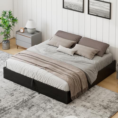 King Lift Up Storage Bed Frame, Black, view 8