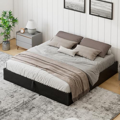 King Lift Up Storage Bed Frame, Black, view 8