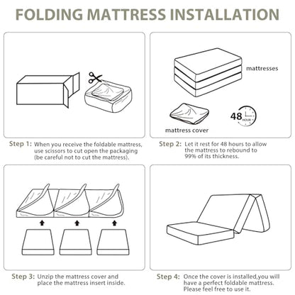 Tri Fold Memory Foam Foldable Mattress Twin, 3 inch Folding Mattress for Guest Sleep. Portable Trifold Mat with Removable Washable Cover, Floor Sleeping Mat for Adult and Kid