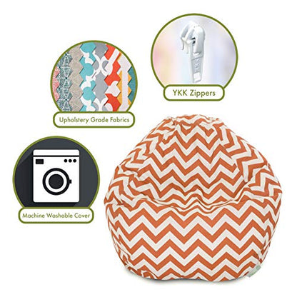 Goods Classic Bean Bag Chair - Chevron Giant Classic Bean Bags for Small Adults and Kids (28 x 28 x 22 Inches) (Burnt Orange
