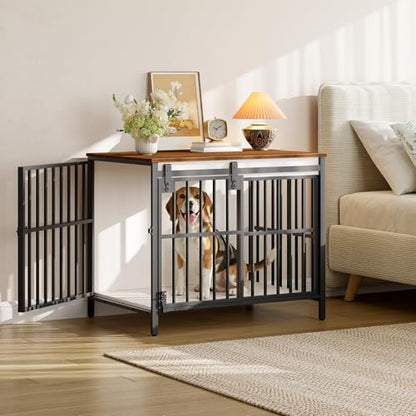 Dog Crate Furniture with Sliding Barn Door, view 4
