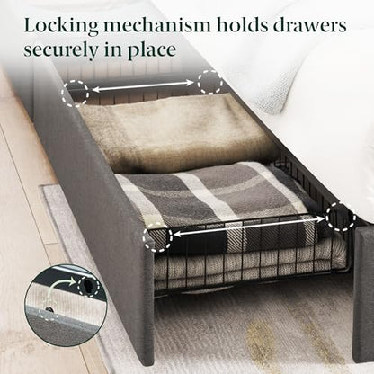 Zinus Billie Platform Bed Frame, Four Underbed Storage Drawers, King, view 6