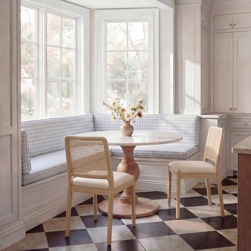 SAFAVIEH Home Collection Reinhardt White Rattan Cushion Dining Chair (Set of 2) -Fully Assembled DCH8800B-SET2
