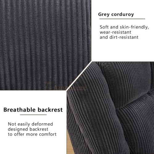 Manual Recliner Sofa Set, Corduroy Recliner Loveseat, Living Room Furniture Set Modern Loveseat Sofa, Reclining Couches for Living Room/Office(3 Piece Set, Dark Grey)