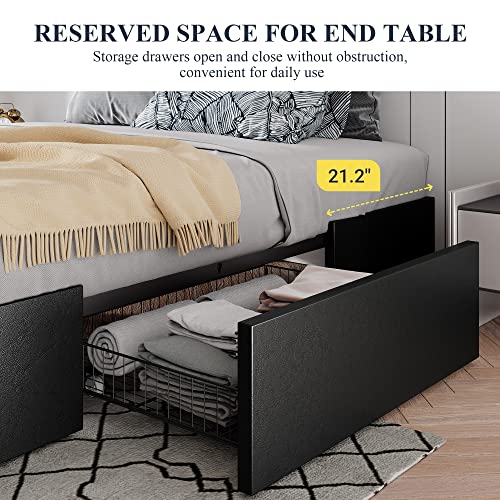 Black Platform Bed with Drawers, view 4