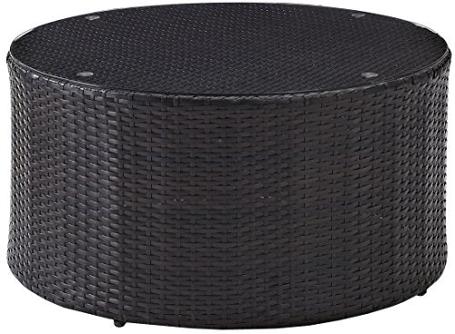 Catalina All Weather Rattan Wicker Outdoor Round Coffee Table for Patio, Deck, Porch, Brown