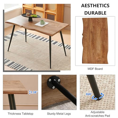 Modern Dining Table Set for 4,Durable Home Table with Chair,Stylish Rectangular Dining Table Upholstered Dining Chair Velvet Thick Cushion Room Chair for Restaurant,Dining Room,Store