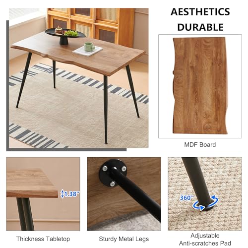 Kitchen Table and Chairs Set-5 PCS Dining Room Table Set for 4 Person, Engineered Wood Table with Irregular Tabletop, 4 Ergonomic Dining Chairs Upholstered Kitchen Chairs