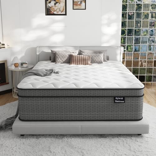 King Size Mattress, 14 Inch Medium Firm Hybrid King Mattress in a Box, Strong Edge Support, Motion Isolation, with 7-Zones Pocket Springs, Fiberglass-Free, Pressure Relief, CertiPUR-US