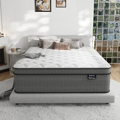 King Size Mattress, 14 Inch Medium Firm Hybrid King Mattress in a Box, Strong Edge Support, Motion Isolation, with 7-Zones Pocket Springs, Fiberglass-Free, Pressure Relief, CertiPUR-US