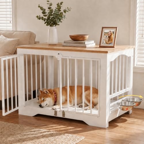 38 in Modern Farmhouse Dog Crate Furniture End Table, view 2