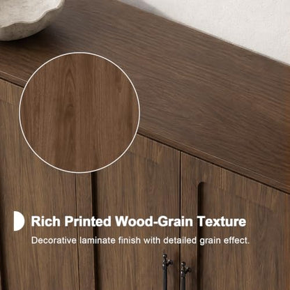 65.7" Sideboard Cabinet, 6-Door Storage Credenza,Walnut, view 7