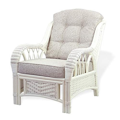 Rattan Wicker Natural ECO Handmade Design Alexa Living Armchair White Color with Cushion