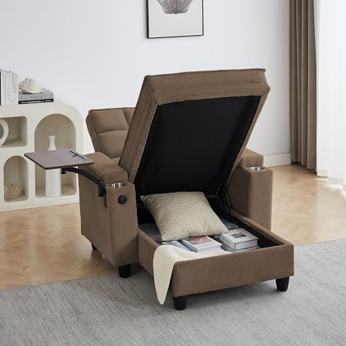 6-Position Adjustable Convertible Chaise Lounge Sleeper Chair with Storage, view 2