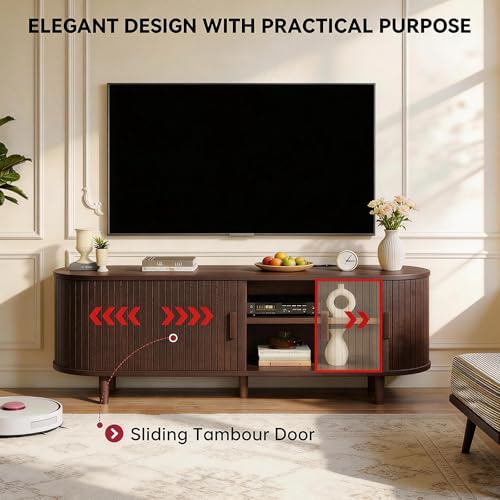 65" Mid Century Modern TV Stand with Power Outlet, view 6
