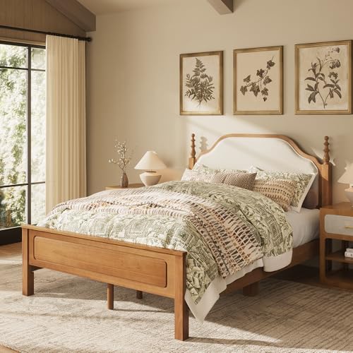 Solid Wood Queen Bed Frame with Headboard, view 2