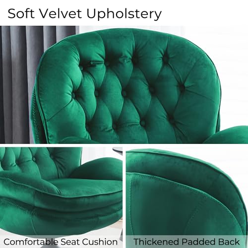 Velvet Swivel Accent Chair with Ottoman Set, view 5