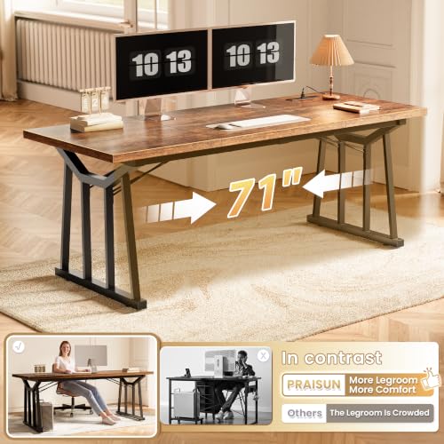 71'' Large Office Desk with Power Outlets, 25mm Thicker Desktop, view 7